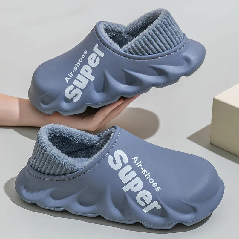 New Winter Men Women Warm Slippers Cotton Slippers Outdoor Indoor Warm Shoes Men's Couple House Bedroom Plush Slippers Big Size